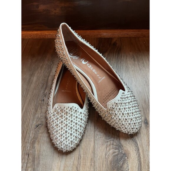 Jeffrey Campbell Martini Spiked Flats Shoes White Leather Slip-On Size 8.5 - Picture 6 of 16